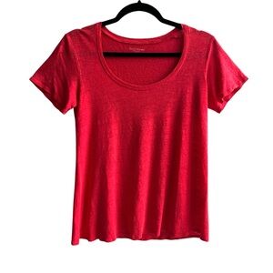 Eileen Fisher Red Round Neck Linen Jersey Tee XS Basic Lightweight